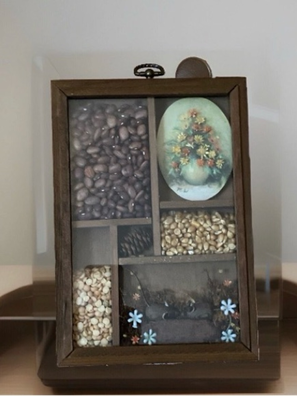 Rustic Wooden Shadow Box with Natural Accents - Brown
